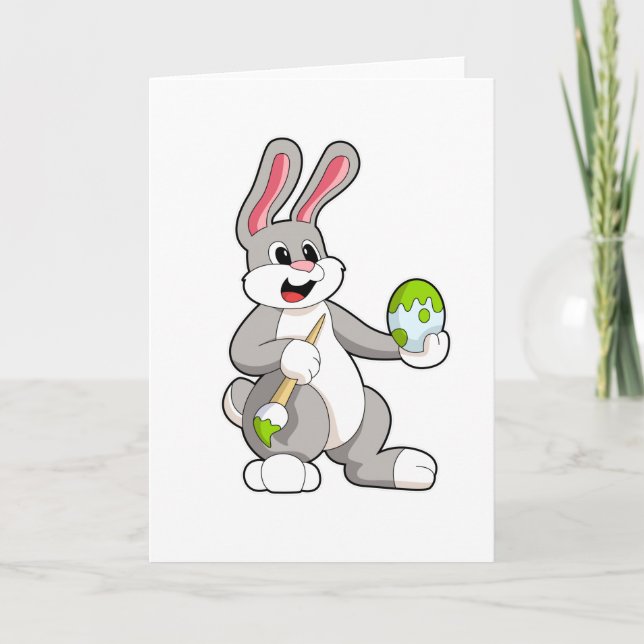 Rabbit at Painting with Egg Card (Front)