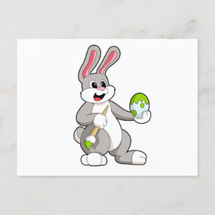 Rabbit at Painting with Egg Postcard