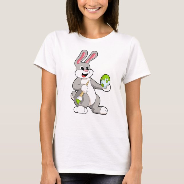Rabbit at Painting with Egg T-Shirt (Front)