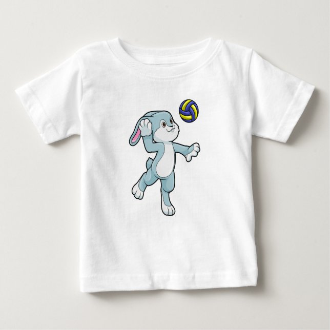Rabbit at Sports with Volleyball Baby T-Shirt (Front)
