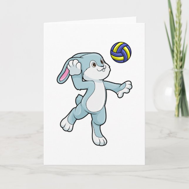 Rabbit at Sports with Volleyball Card (Front)