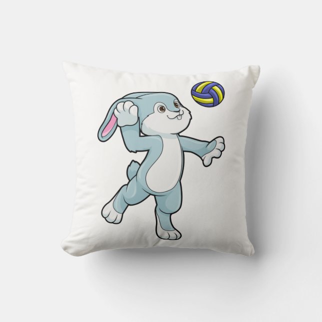 Rabbit at Sports with Volleyball Cushion (Front)