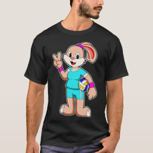 Rabbit at Sports with Volleyball T-Shirt