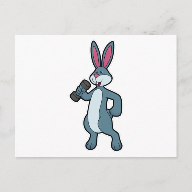 Rabbit at Strength training with Dumbbell Postcard (Front)