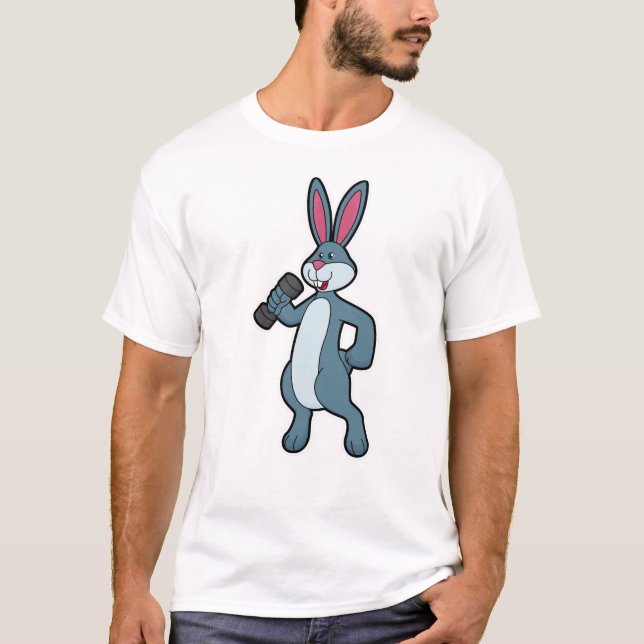 Rabbit at Strength training with Dumbbell T-Shirt (Front)