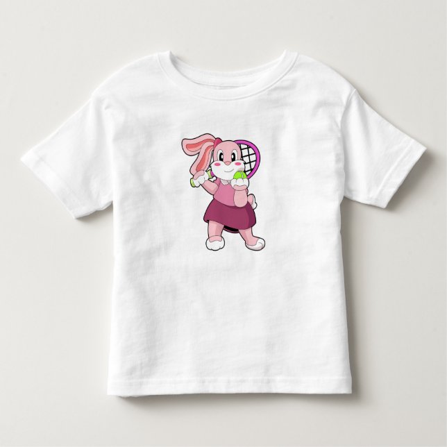 Rabbit at Tennis with Tennis racket Toddler T-Shirt (Front)