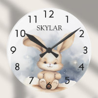 Rabbit baby beige blue sky nursery
