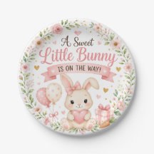 Rabbit Baby Shower Plate, Cute Bunny Party Decor