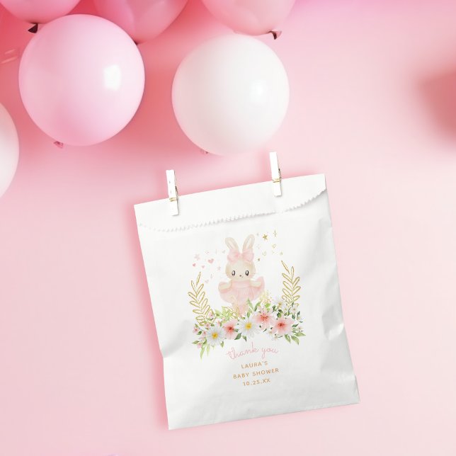 Rabbit Ballerina Bunny Girl Baby Shower Thank You Favour Bag (Watercolor Ballerina Rabbit Baby Shower Thank Your Favor Bag)