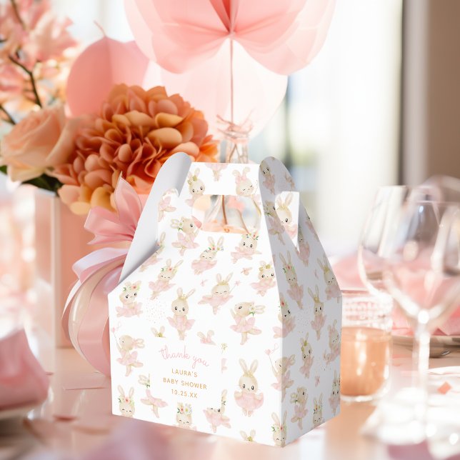 Rabbit Ballerina Tutu Bunny Baby Shower Thank You Favour Box (rabbit ballerina baby shower favor box)