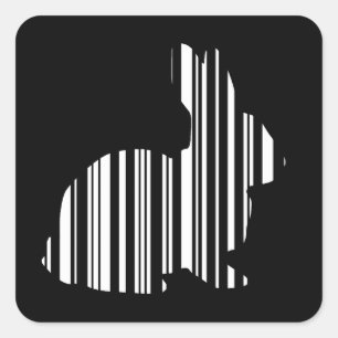 RABBIT BAR CODE Bunny Hare Barcode Pattern Square Sticker
