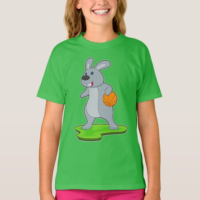Rabbit Basketball player Basketball T-Shirt (Front)