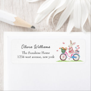 Rabbit Bicycle Macarons Baby Shower Return Address Label