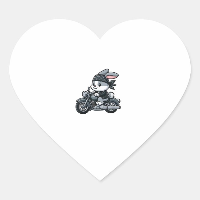 Rabbit Biker Pet Funny Motorcycle  Heart Sticker (Front)