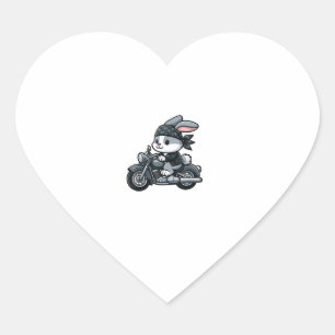 Rabbit Biker Pet Funny Motorcycle Heart Sticker