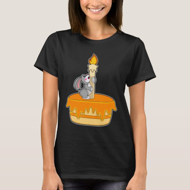 Rabbit Birthday Cake Candle T-Shirt (Front)