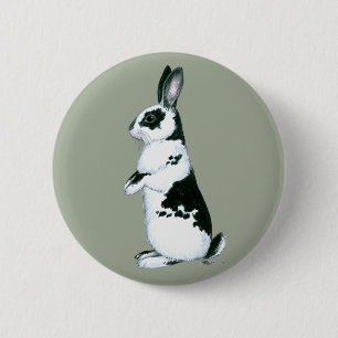 Rabbit: Black and White 6 Cm Round Badge