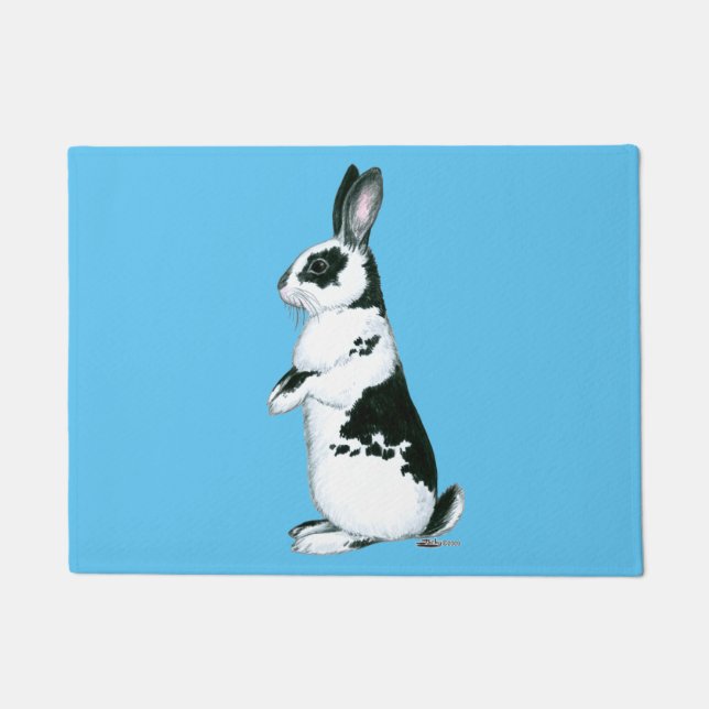 Rabbit:  Black and White Doormat (Front)
