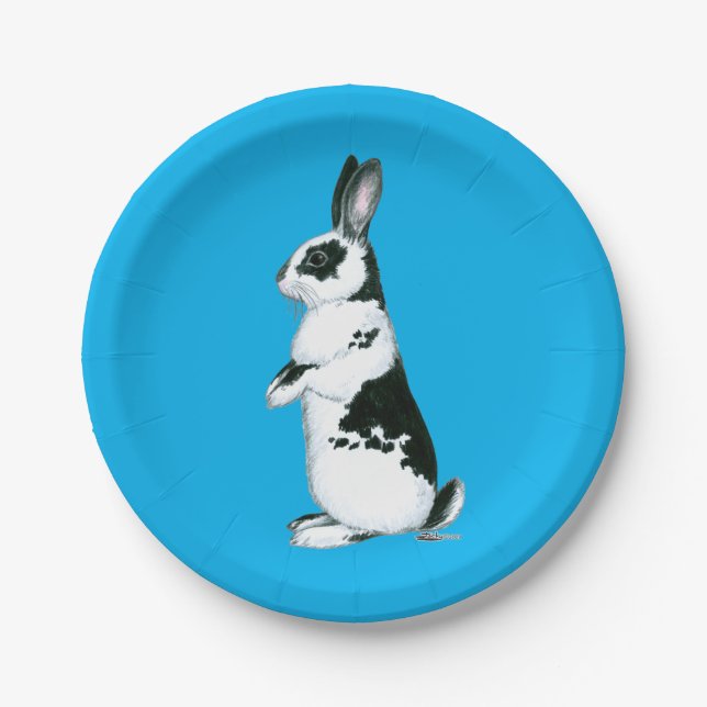 Rabbit:  Black and White Paper Plate (Front)