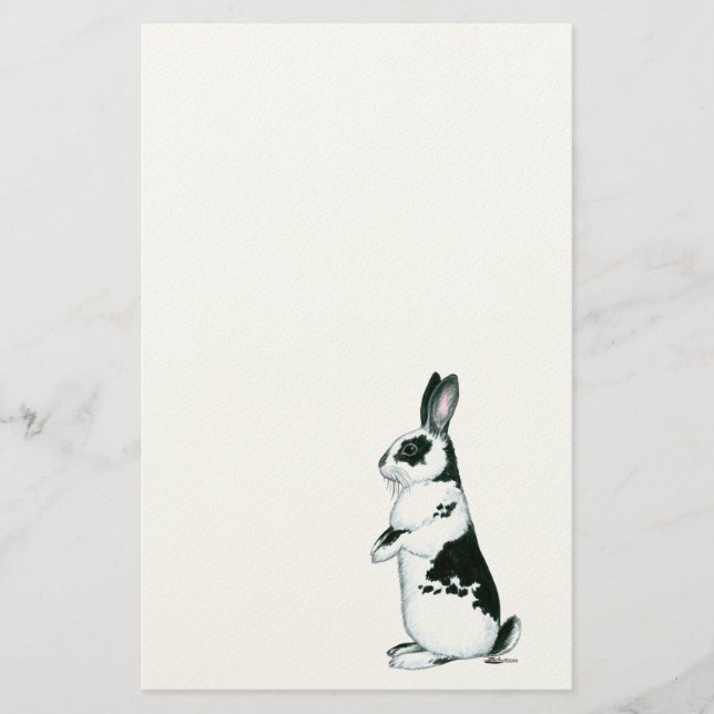 Rabbit:  Black and White Stationery (Front)
