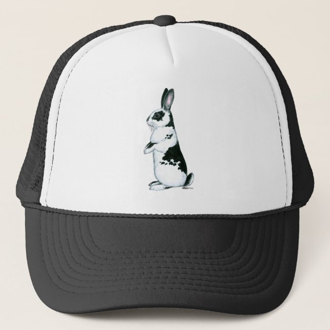 Rabbit:  Black and White Trucker Hat (Front)