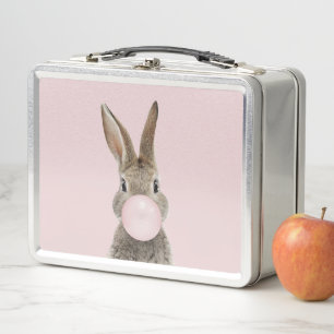Rabbit Blowing Pink Bubble gum   Metal Lunch Box