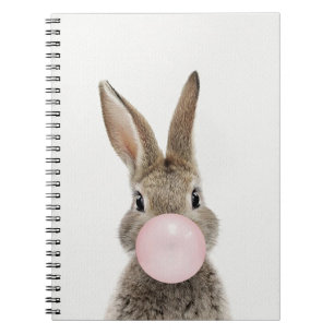 Rabbit Blowing Pink Bubble gum Notebook