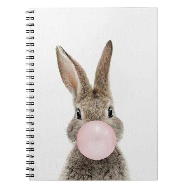 Rabbit Blowing Pink Bubble gum Notebook (Front)