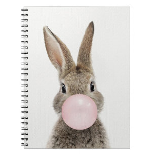 Rabbit Blowing Pink Bubble gum Notebook