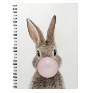 Rabbit Blowing Pink Bubble gum   Notebook