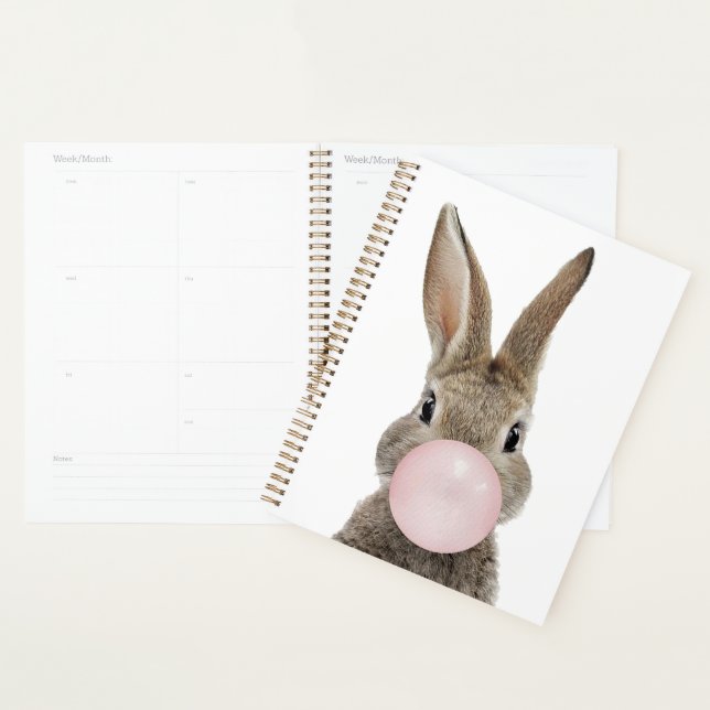 Rabbit Blowing Pink Bubble gum Planner (Display)