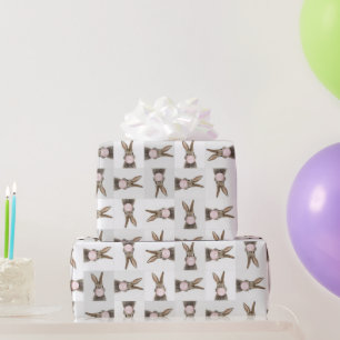 Rabbit Blowing Pink Bubble gum Wrapping Paper
