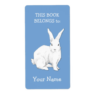 Rabbit blue Bookplate Label