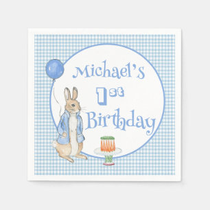 Rabbit Blue One First  Birthday Party Napkin