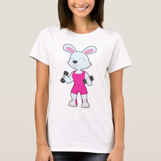 Rabbit Bodybuilder Dumbbells Bodybuilding T-Shirt (Front)
