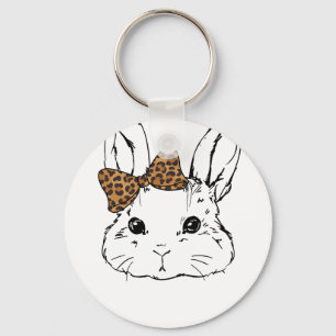 rabbit bow cute, retro, vintage key ring