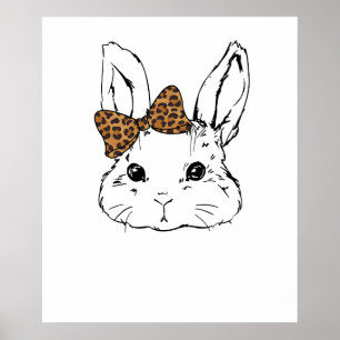 rabbit bow cute, retro, vintage poster