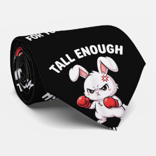 Rabbit Boxing Tall Enough for Your Shins Funny Tie
