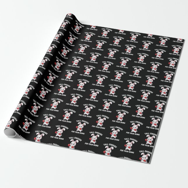 Rabbit Boxing Tall Enough for Your Shins Funny Wrapping Paper (Unrolled)