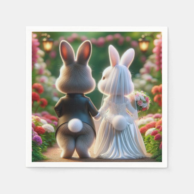 Rabbit Bride and Groom Napkin (Front)