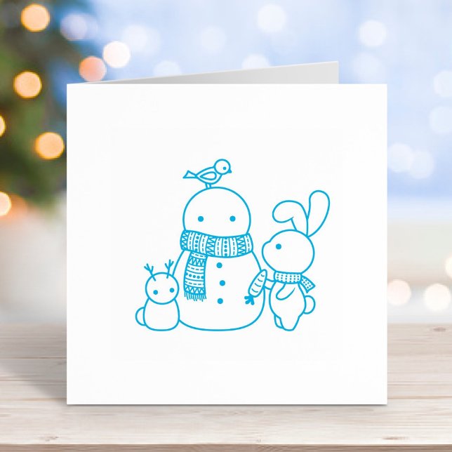 Rabbit Building Snowman Self-inking Stamp (Creator Uploaded)