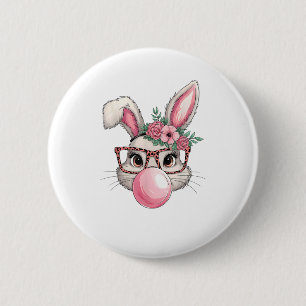 Rabbit Bunny Blowing Bubble Easter Day Cute Women 6 Cm Round Badge