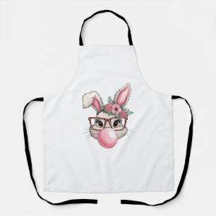 Rabbit Bunny Blowing Bubble Easter Day Cute Women Apron