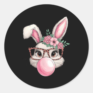 Rabbit Bunny Blowing Bubble Easter Day Cute Women Classic Round Sticker