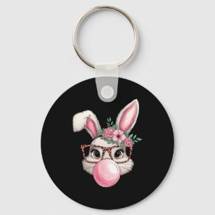 Rabbit Bunny Blowing Bubble Easter Day Cute Women Key Ring