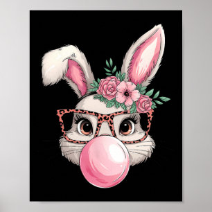 Rabbit Bunny Blowing Bubble Easter Day Cute Women Poster