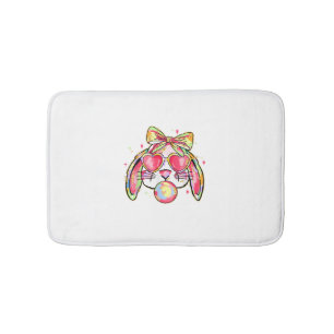 Rabbit Bunny Blowing Bubble Gum Easter Day Coquett Bath Mat