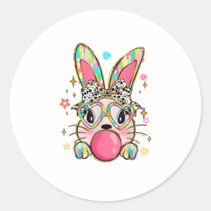 Rabbit Bunny Blowing Bubble Gum Easter Day Coquett Classic Round Sticker