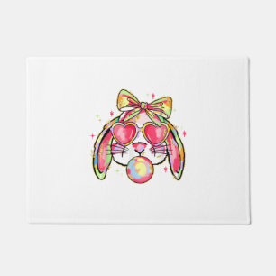 Rabbit Bunny Blowing Bubble Gum Easter Day Coquett Doormat