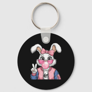 Rabbit Bunny Blowing Bubble Gum Easter Day Coquett Key Ring